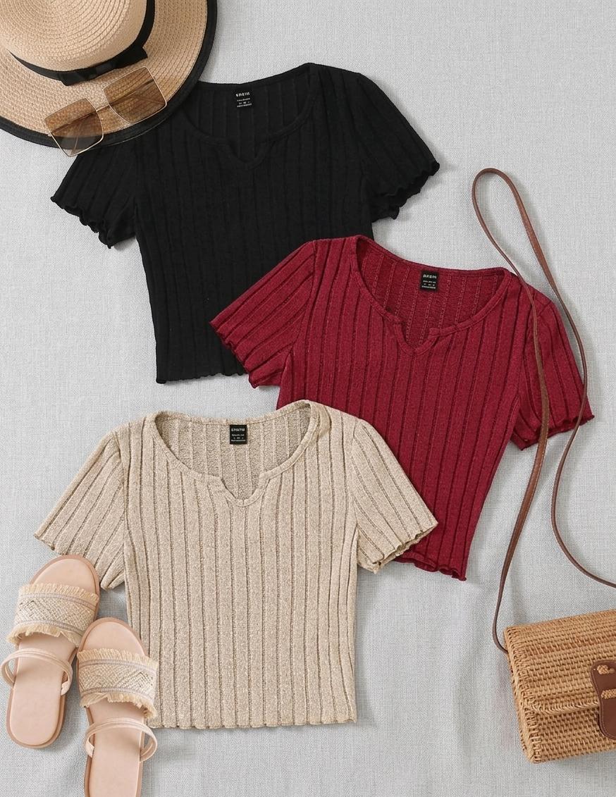 Conjunto de3 camisetas de manga corta con cuello V