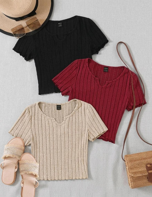 Conjunto de3 camisetas de manga corta con cuello V