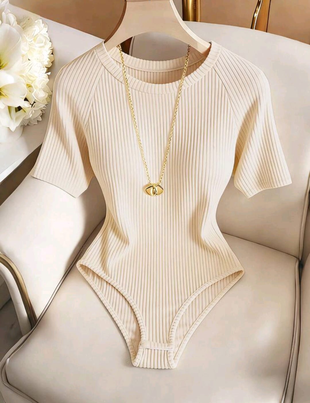 Body elegante y casual para mujer, body de manga corta y cuello redondo